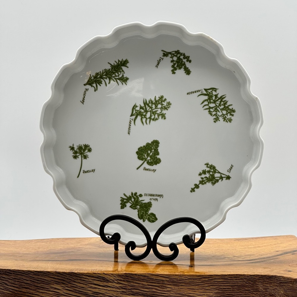 Taste Setter Herb‎ Garden Ovenware Scalloped Quiche Tart Dish Japan Ceramic 9.5"